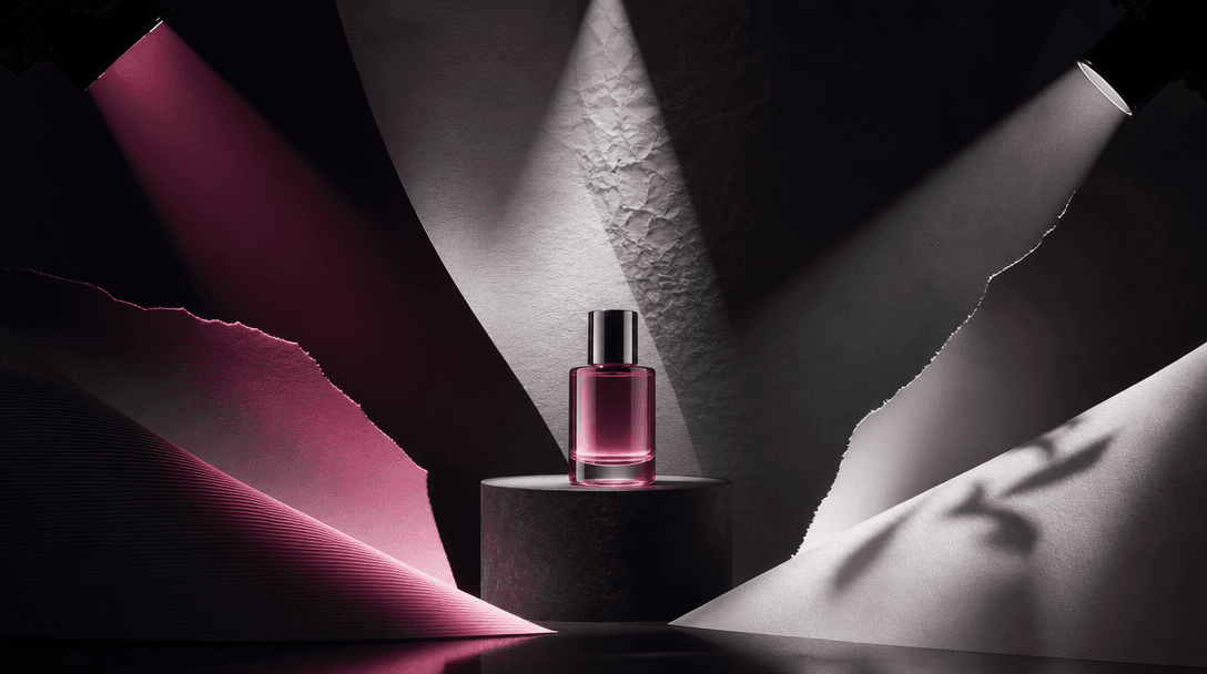 An abstract multi-model creative scene represented by several beams of studio light converging on one refined beauty pro
