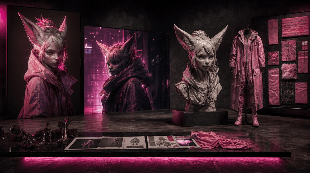 One anthropomorphic character concept represented as a photographic portrait, cinematic film frame, sculptural bust and 