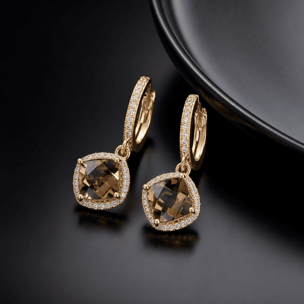Fashion jewelry accessory close-up, professional studio lighting, dark background, high-end retail aesthetic, material q