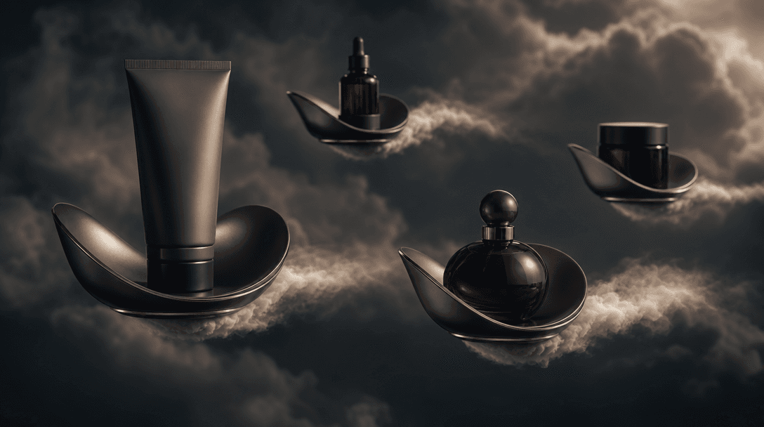 Four coordinated floating carriers moving through the same cloud environment at different depths, each holding a distinc