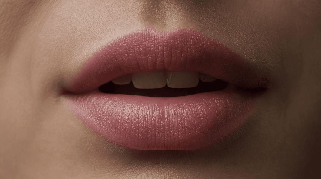 Extreme close-up of lips and mouth region with light positioned to show natural texture and movement detail. Soft diffus