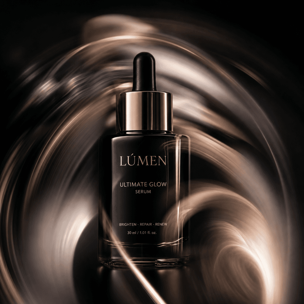 An artistic representation of a beauty product surrounded by motion blur effects, creating a captivating and dynamic vis
