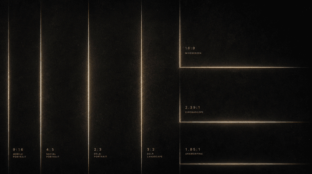 Abstract composition of slim vertical and horizontal light bands on a near-black background suggesting multiple screen c