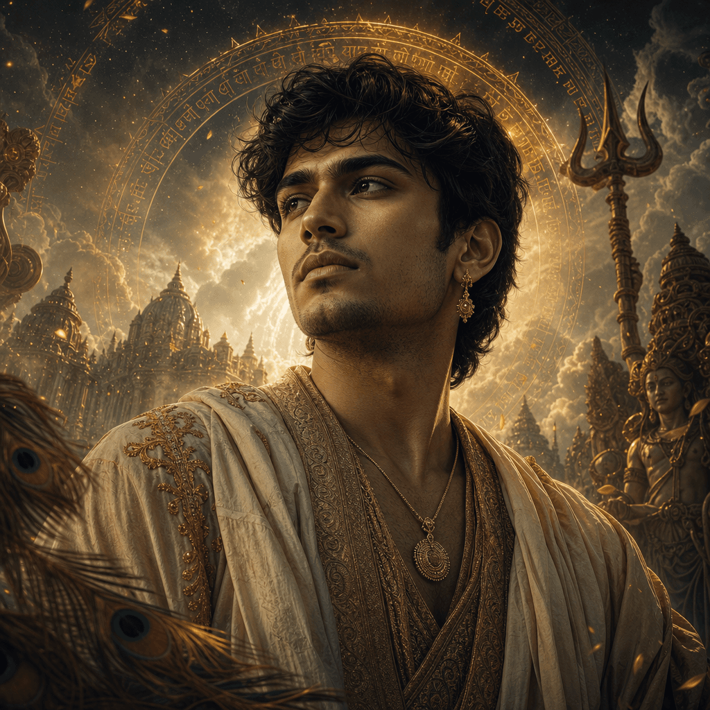 A mythic cinematic portrait of a person with an ethereal background, showcasing dramatic lighting and rich textures, emp