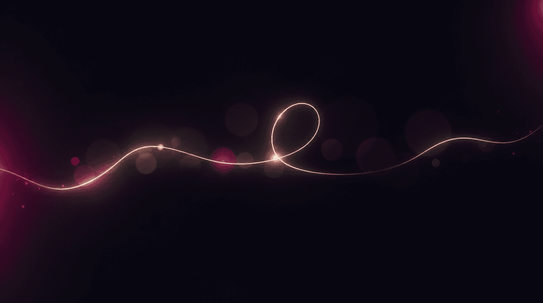 Abstract dark editorial 16:9 image symbolizing a creative prompt: a single thin line of glowing off-white type floating 