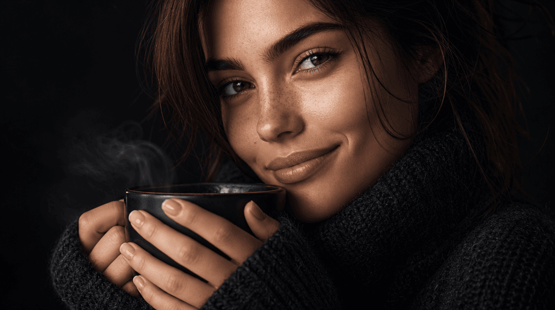 A visually appealing scene illustrating high-quality outputs, with a close-up of a stunning lifestyle photo against a da