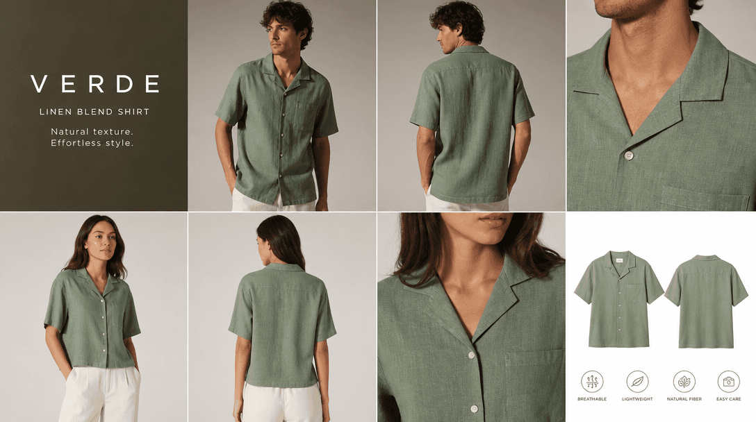 Dynamic fashion product sequence showing different models and angles. Professional studio setup, consistent lighting, co