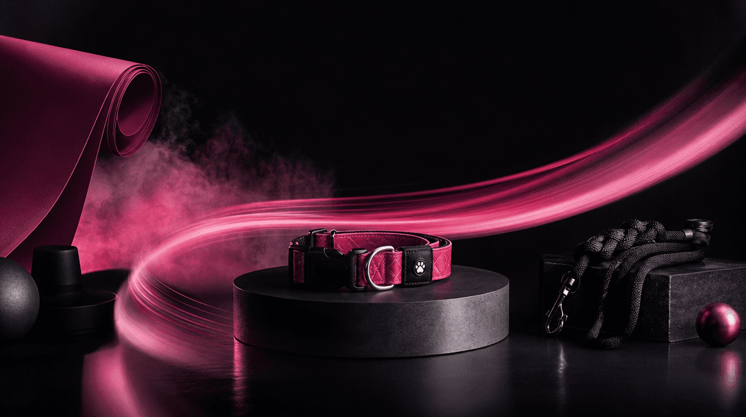 An empty photography studio transformed into an efficient abstract production scene: folded backdrops, a product pedesta