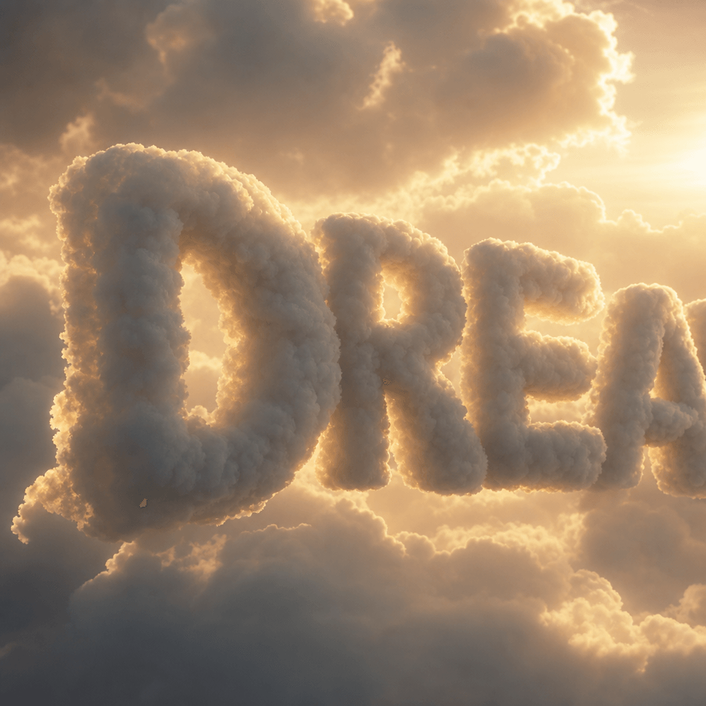 Zoomed detail of cloud text with golden hour backlighting, soft diffused light through cloud formations, soft shadows, l