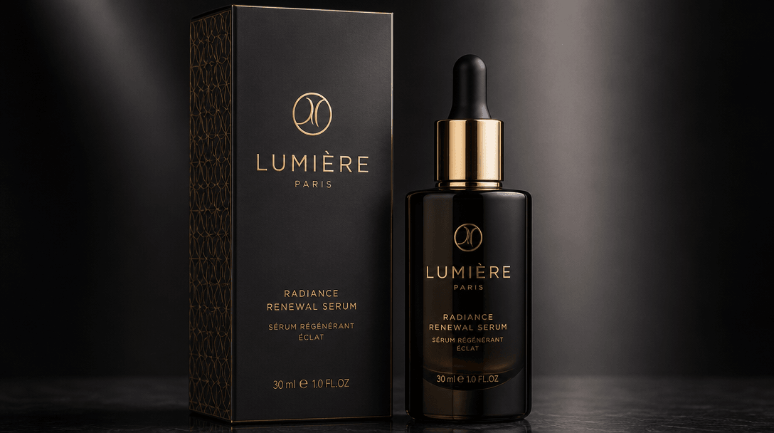 High-end product render with soft shadows and refined lighting. A beautifully packaged cosmetic product in sharp focus a