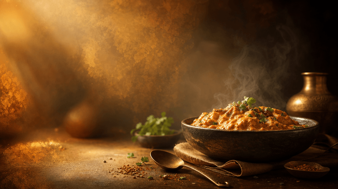 Abstract warmth and satisfaction composition expressing culinary pleasure. Rich golden and warm amber color tones blendi