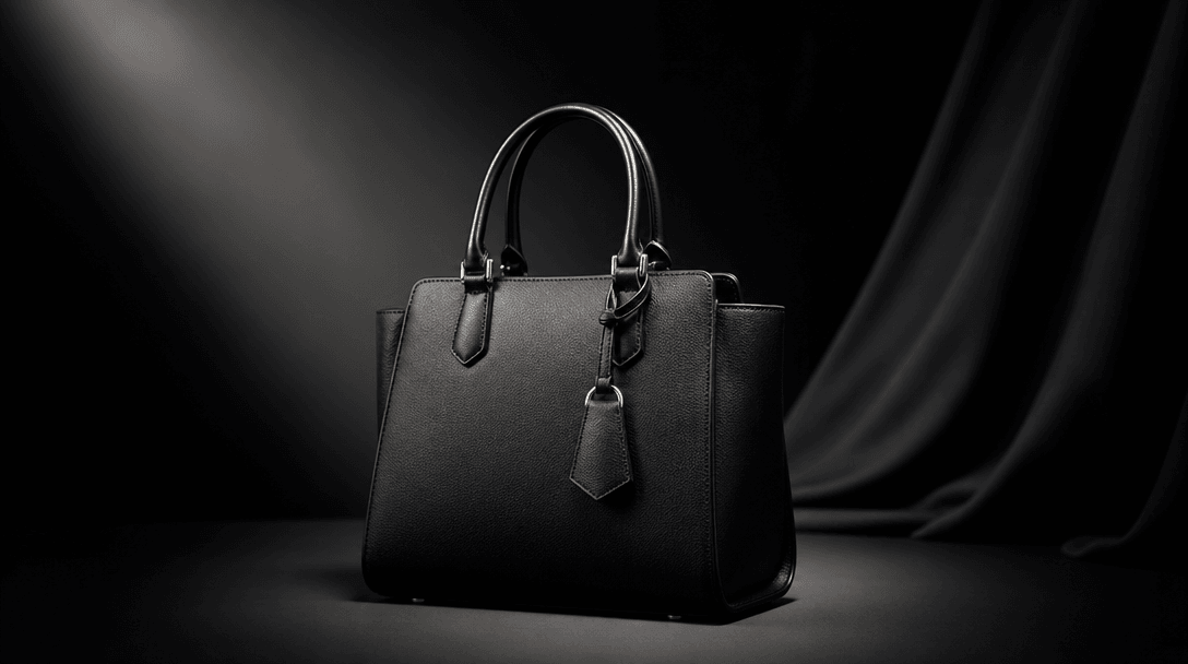 Professional studio product photography with dramatic spotlight effect, luxury lighting setup, dark background, editoria