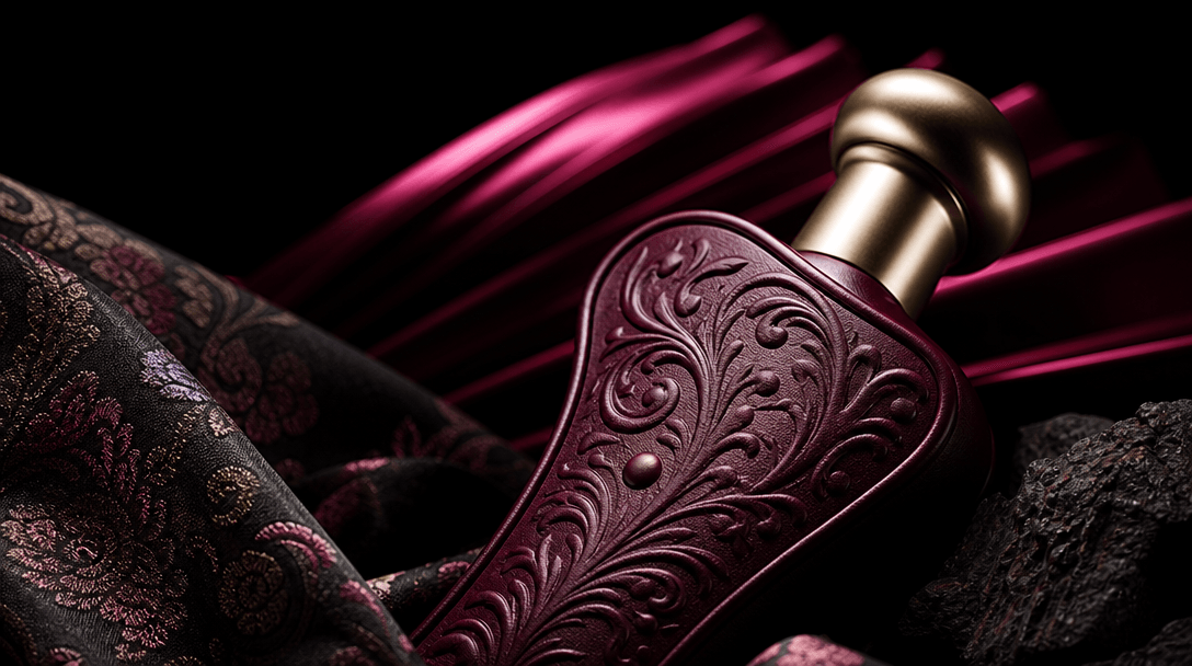 Macro still life of distinctive product design cues: curved packaging silhouette, embossed surface, metallic cap, satura