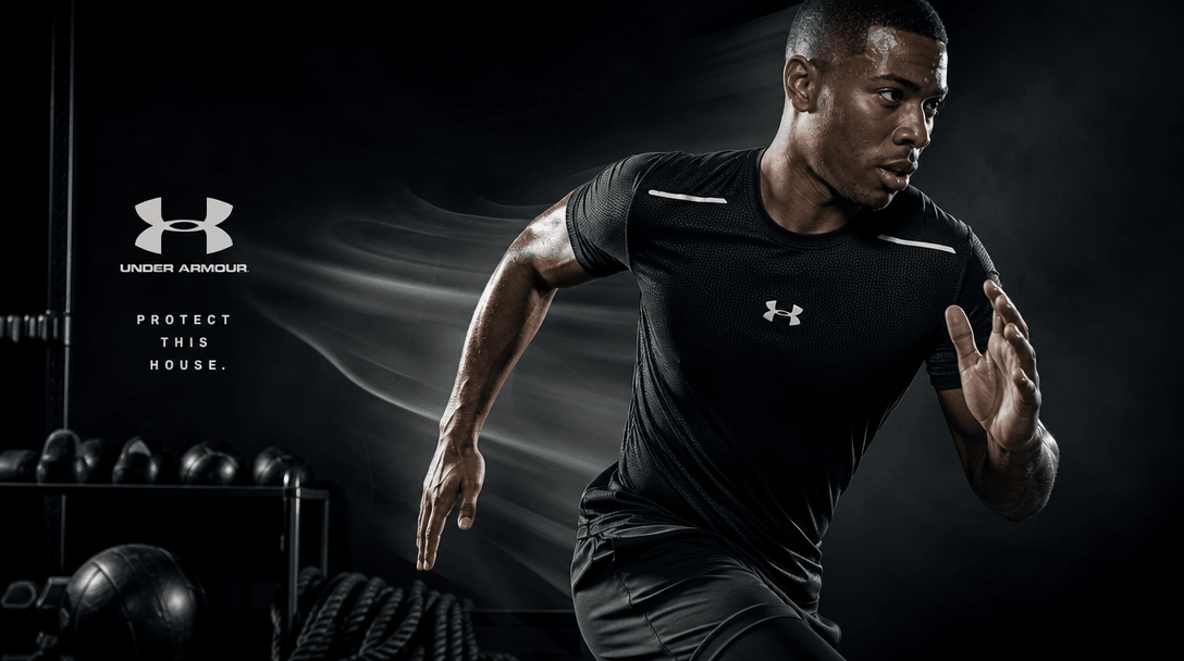 Dynamic sports environment scene. Dark background with athletic elements—fabric texture, motion blur effect, training ge