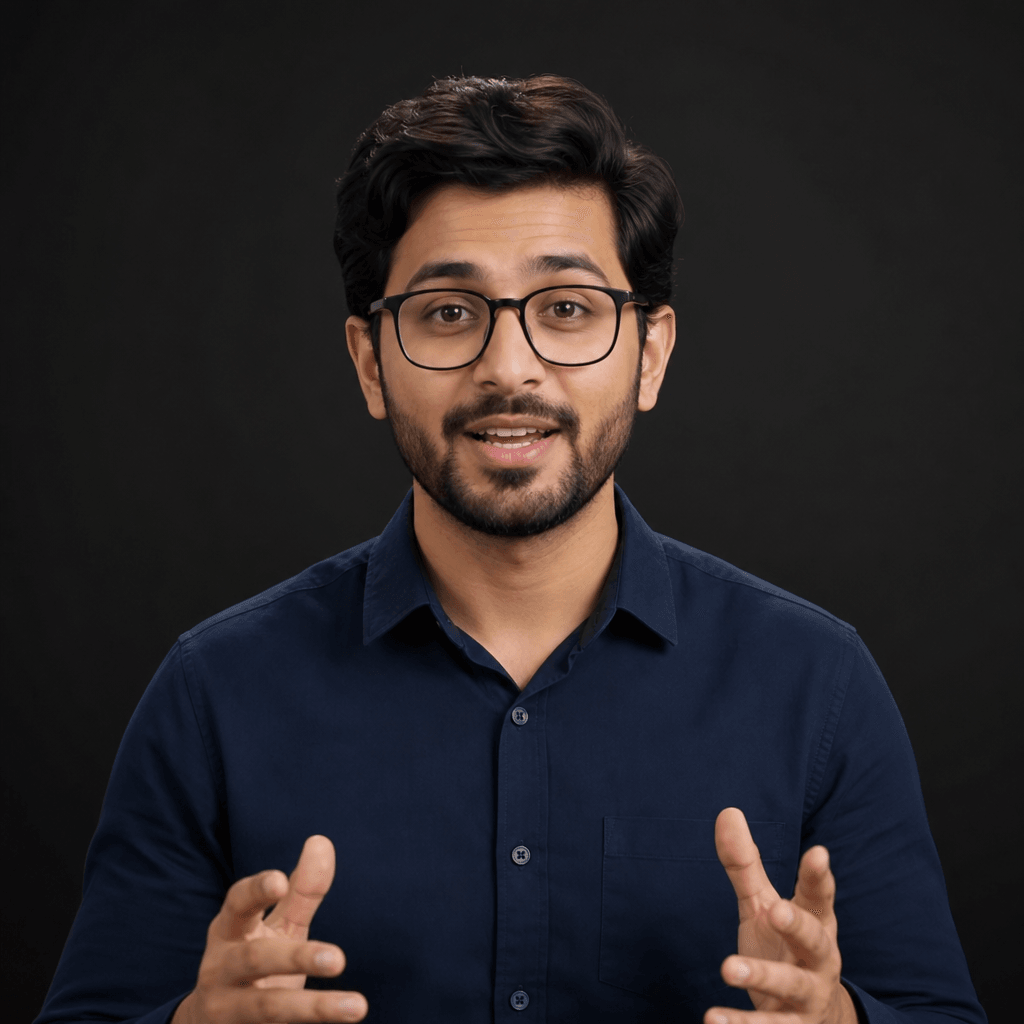 Educational character avatar in clean professional style with friendly expression, natural studio lighting on face, mini