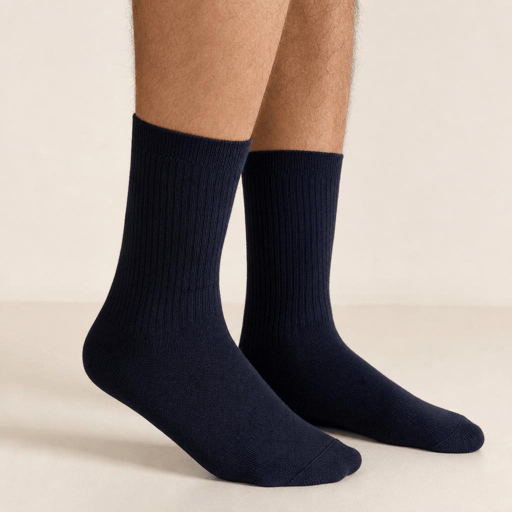 Realistic socks try-on close-up, detailed fabric texture, professional product photography, clean background, color accu