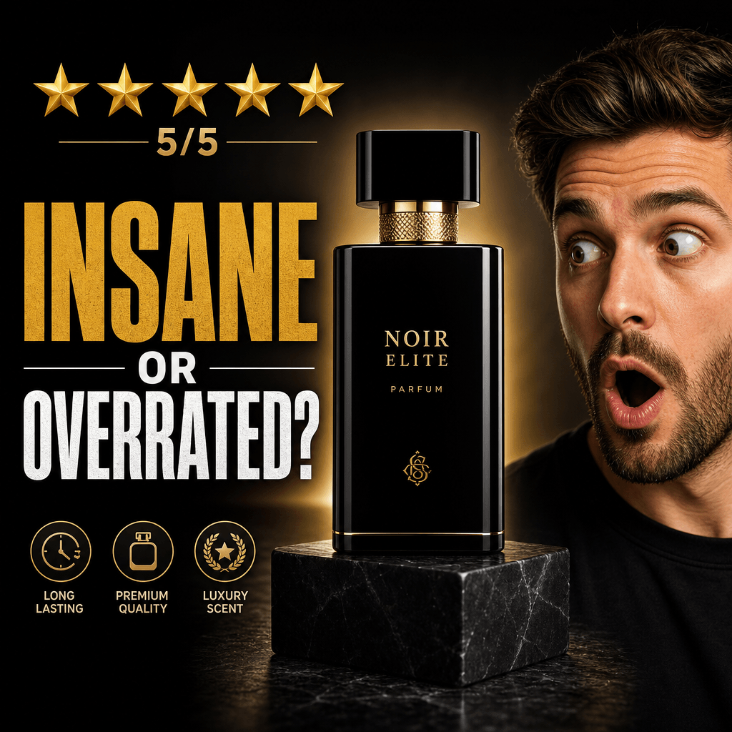 Product review thumbnail: Sleek product photo center, surprised reaction face, star rating (5/5), bold text 'INSANE OR O