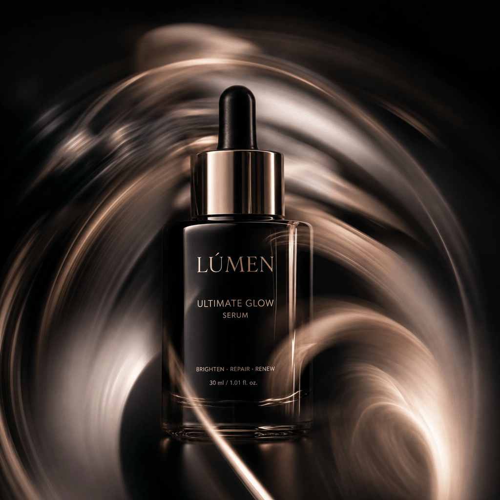 An artistic representation of a beauty product surrounded by motion blur effects, creating a captivating and dynamic vis