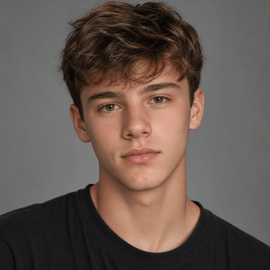 A realistic teenage portrait with natural skin tone and features, soft studio lighting, neutral background, lifelike and
