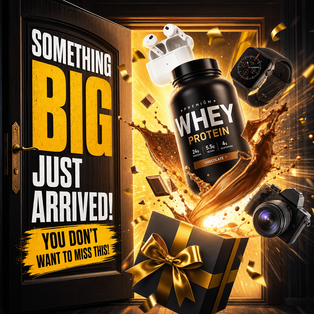 Door opening with product burst effect, viral short-form video thumbnail quality, eye-catching composition, high-impact 