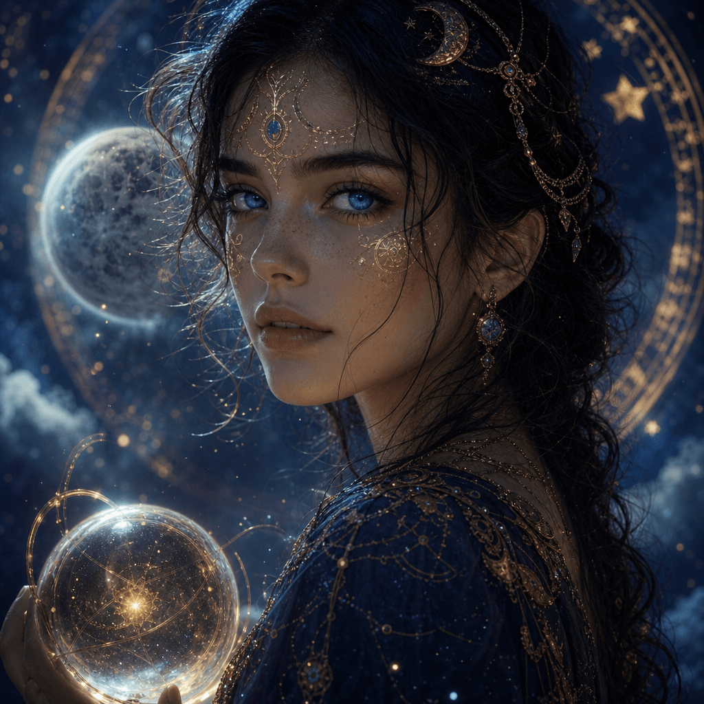 An enchanting portrait with a mystical atmosphere, showcasing unique effects that highlight the subject's features and e