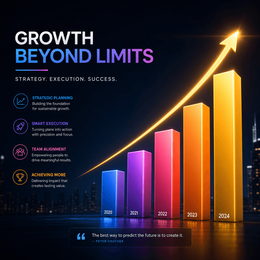 Animated bar chart sweeping upward with vibrant colors, business presentation aesthetic, dark background, cinematic ligh