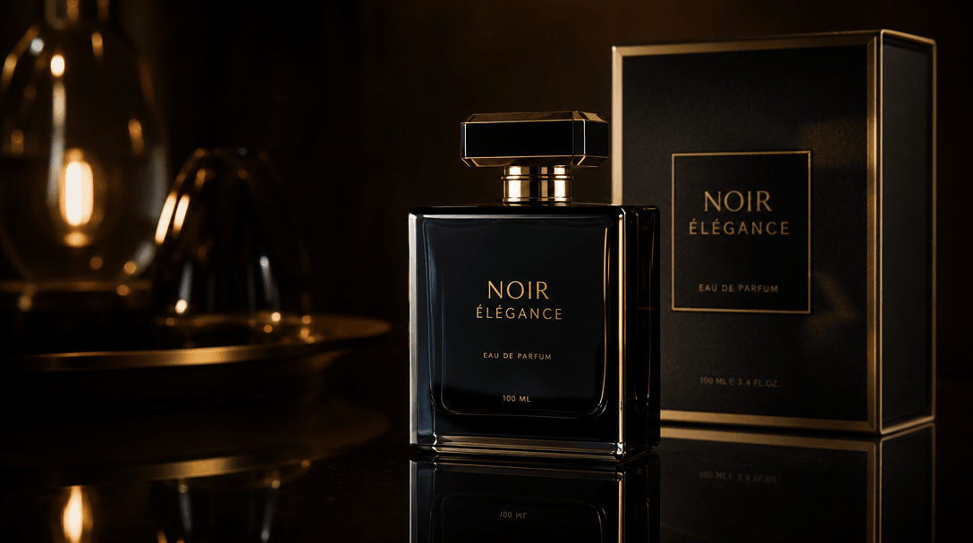 Product reflected in glossy dark surface with atmospheric lighting. Cinematic mood, dramatic chiaroscuro lighting emphas