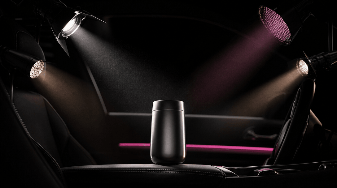 Wide abstract editorial scene visualizing multiple creative engines: several distinct beams of cinematic light converge 