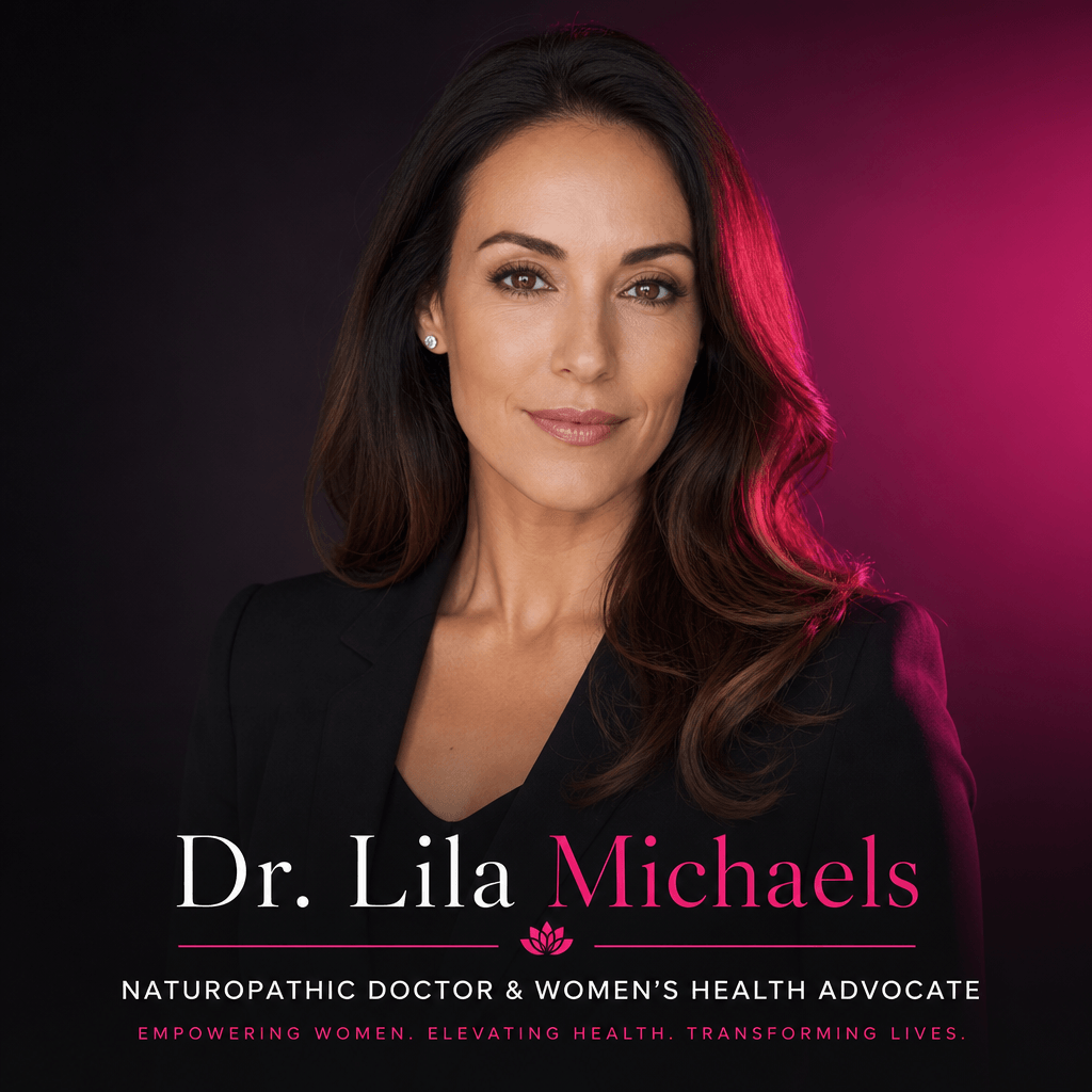 Polished professional headshot on gradient dark background with hot pink accent lighting on one side. Clean typography b