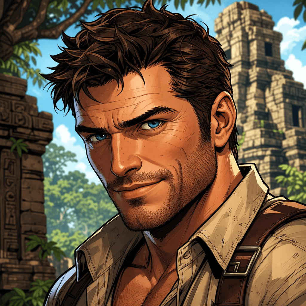 Western comic-style 3D cartoon portrait. Bold outlines, graphic novel rendering, vibrant colors, exaggerated features. P