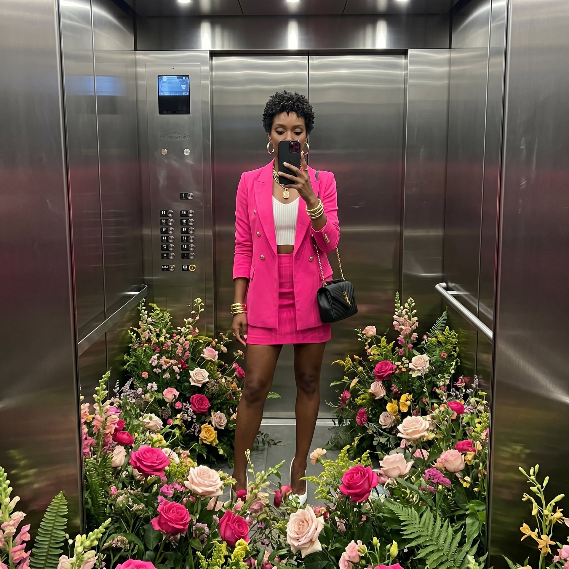 Flowers in elevator