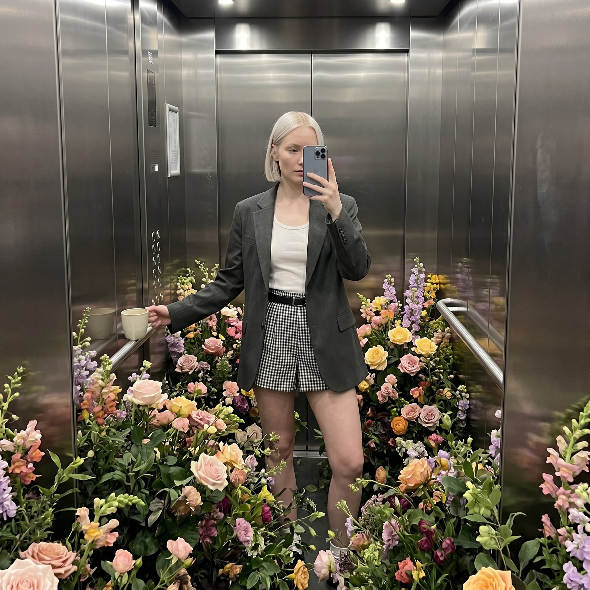 Flowers in elevator