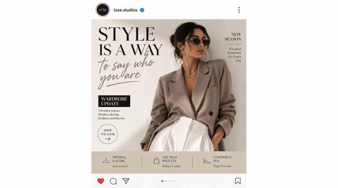 Social media feed aesthetic, vertical format, trending fashion, contemporary styling, Instagram-ready composition, digit