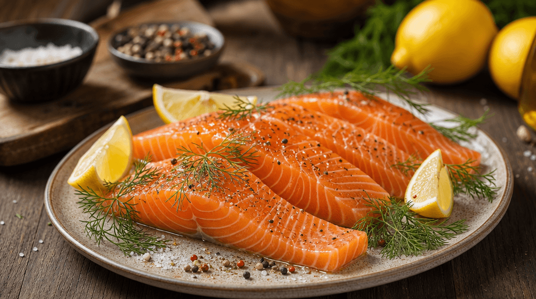 Food styling composition. Premium ingredients arranged with care, soft textures, warm lighting. Culinary focus, elegant