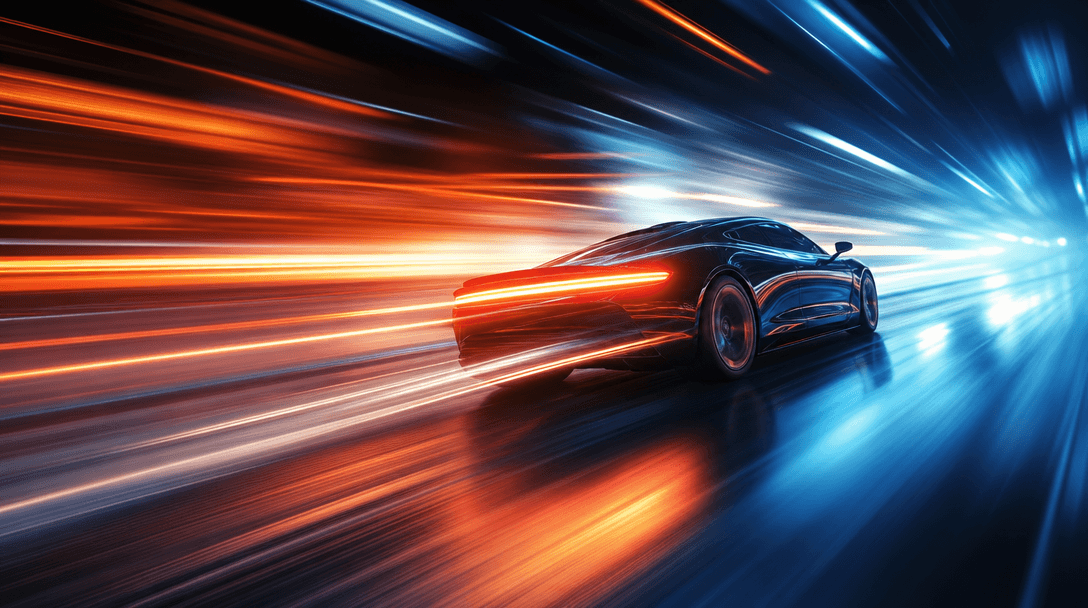 Speed and velocity concept. Fast motion blur streaks, light trails and dynamic energy. Cinematic speed photography, warm