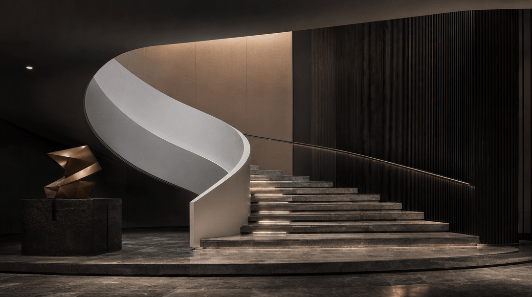 Seamless architectural forms and clean lines transitioning smoothly, minimalist refined composition, sharp editorial lig