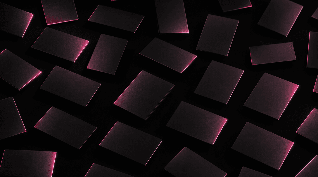 Performance marketing scale abstraction: a geometric grid of identical dark rectangles at slightly varied rotation angle