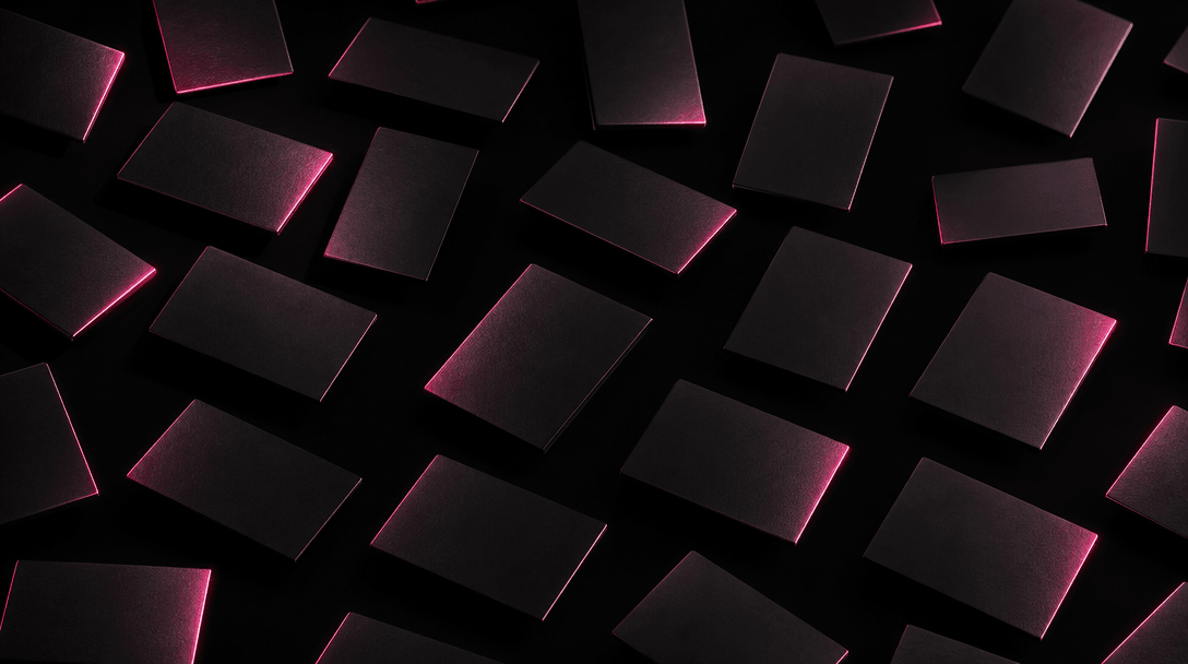 Performance marketing scale abstraction: a geometric grid of identical dark rectangles at slightly varied rotation angle