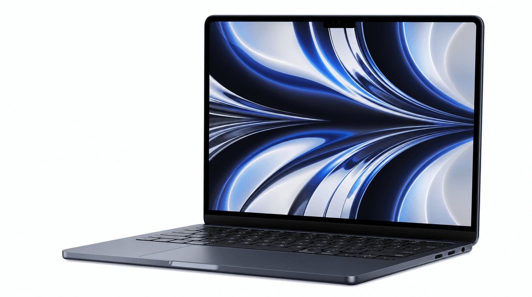 Product isolation concept: luxury electronics gradually emerging against pure white background, background fading away,