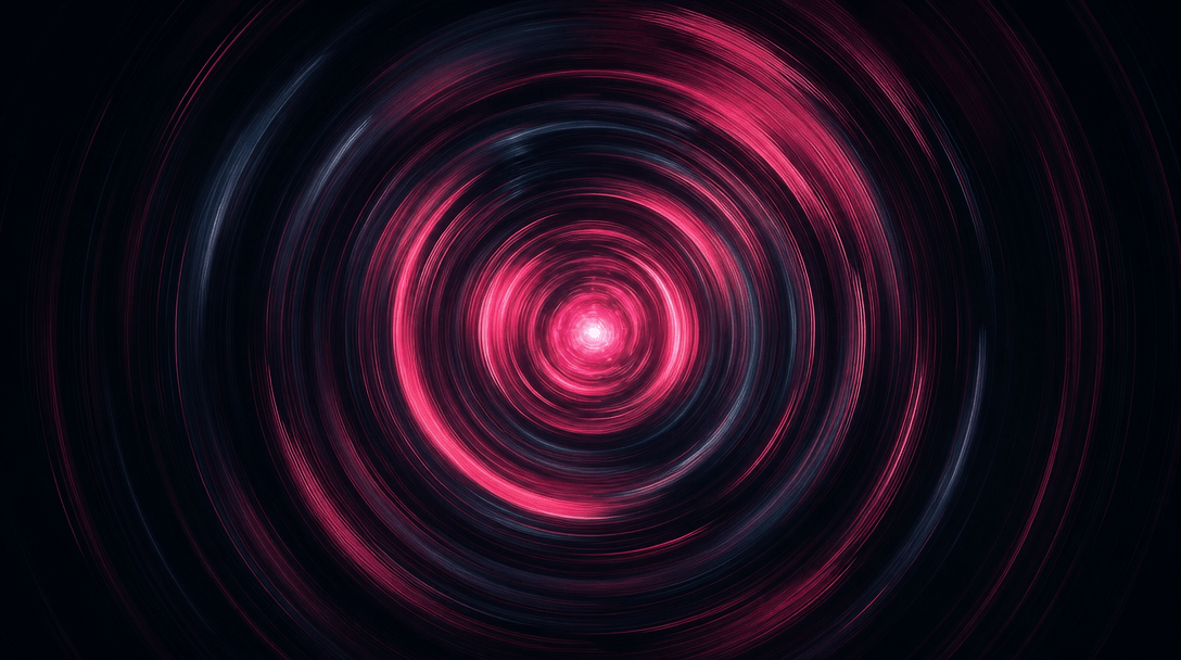 Abstract motion study: concentric rings of motion blur emanating outward from a central point on a deep dark background,