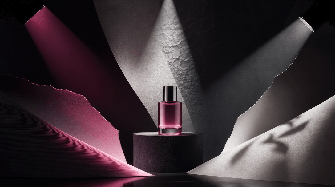 An abstract multi-model creative scene represented by several beams of studio light converging on one refined beauty pro