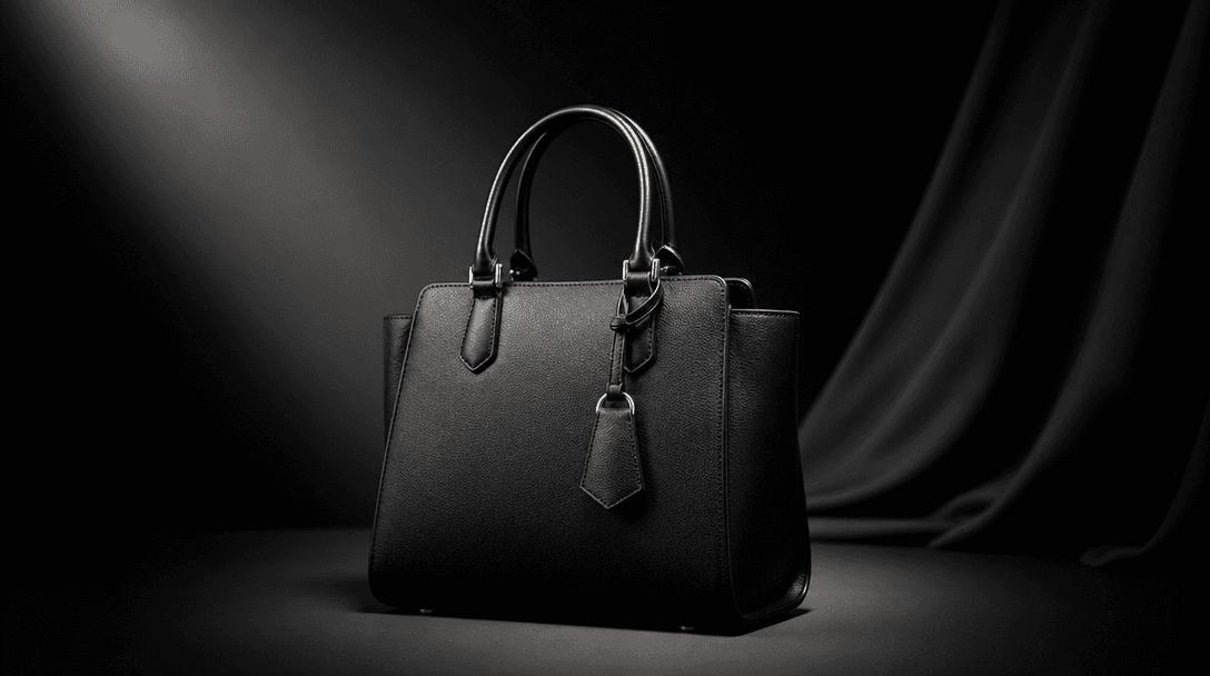 Professional studio product photography with dramatic spotlight effect, luxury lighting setup, dark background, editoria