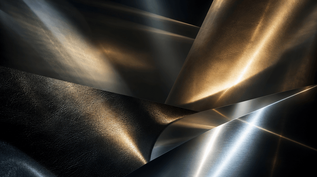 Wide cinematic abstract: multiple overlapping light beams — soft diffuse panels and sharp specular highlights — interact