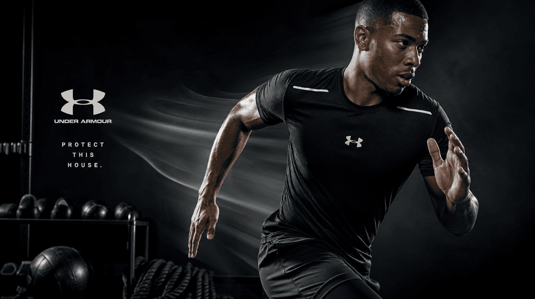 Dynamic sports environment scene. Dark background with athletic elements—fabric texture, motion blur effect, training ge