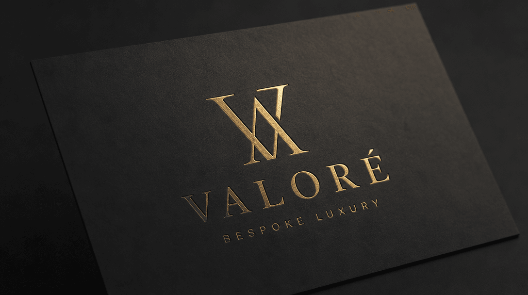 Logo design visualization on luxury surface, embossing or printing technique detail, professional studio lighting, dark