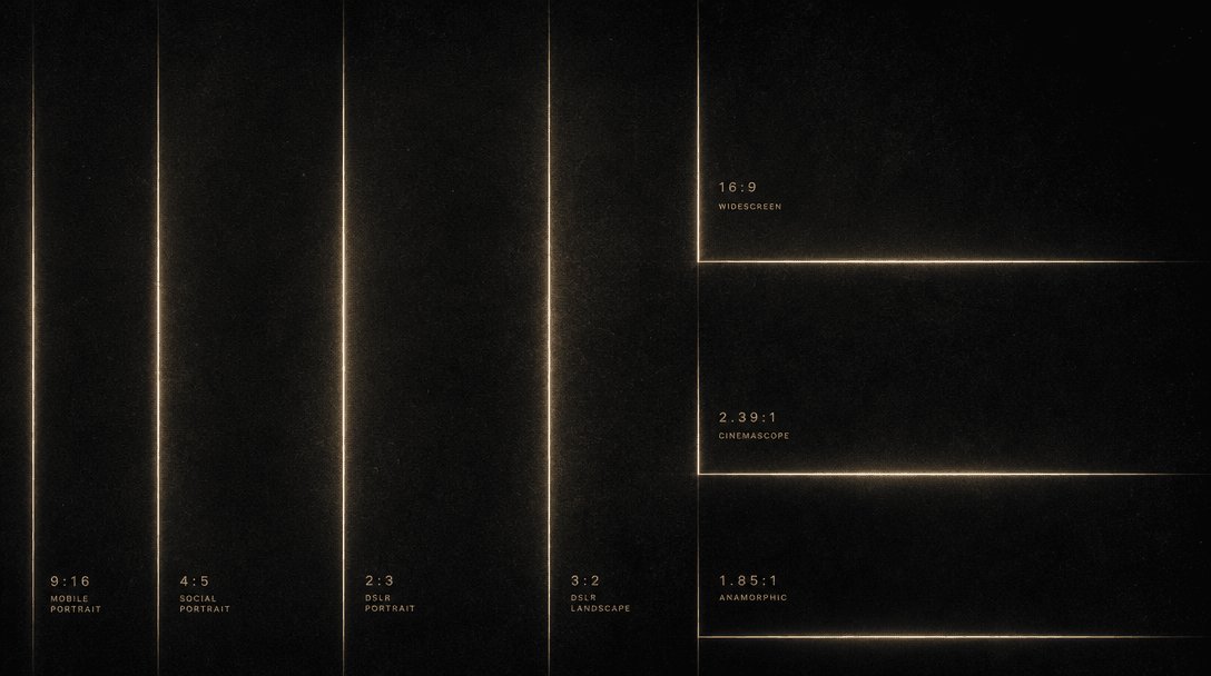 Abstract composition of slim vertical and horizontal light bands on a near-black background suggesting multiple screen c