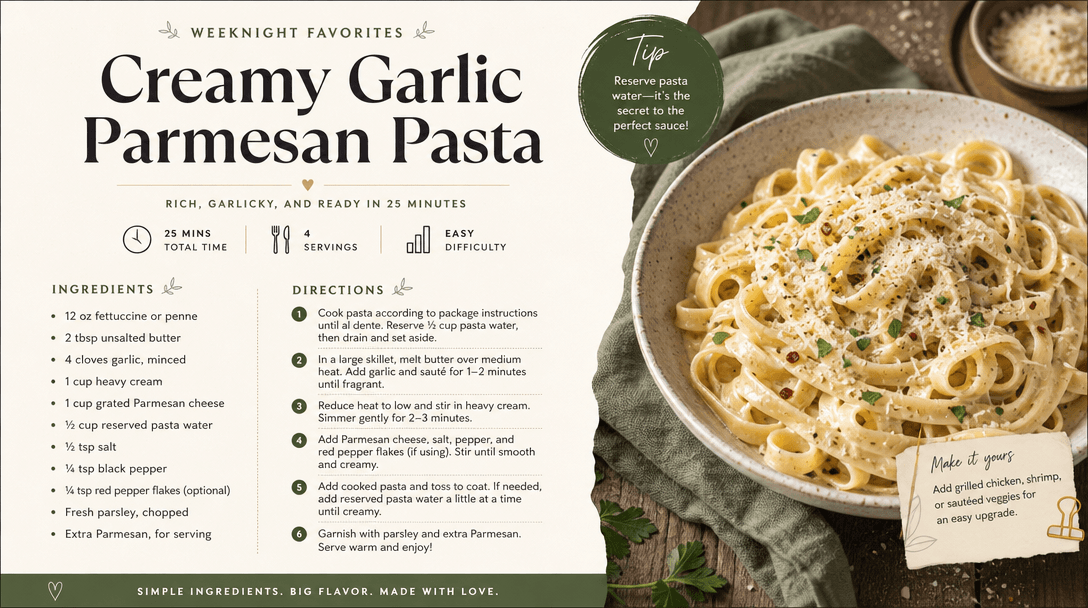 Recipe card design with typography, ingredient list styling, cookbook aesthetic, refined layout, editorial design.