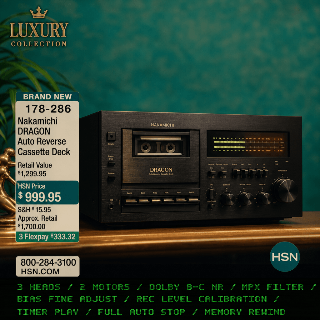 Luxury product under soft studio lighting against warm teal retro background, shopping network price tag and product car