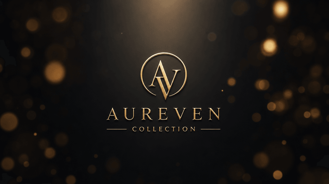 A brand logo perfectly centered in soft spotlight surrounded by bokeh light orbs. Dark sophisticated background with war