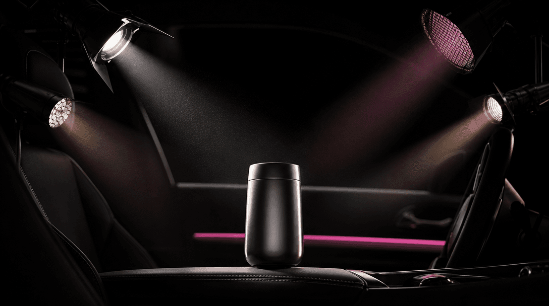 Wide abstract editorial scene visualizing multiple creative engines: several distinct beams of cinematic light converge